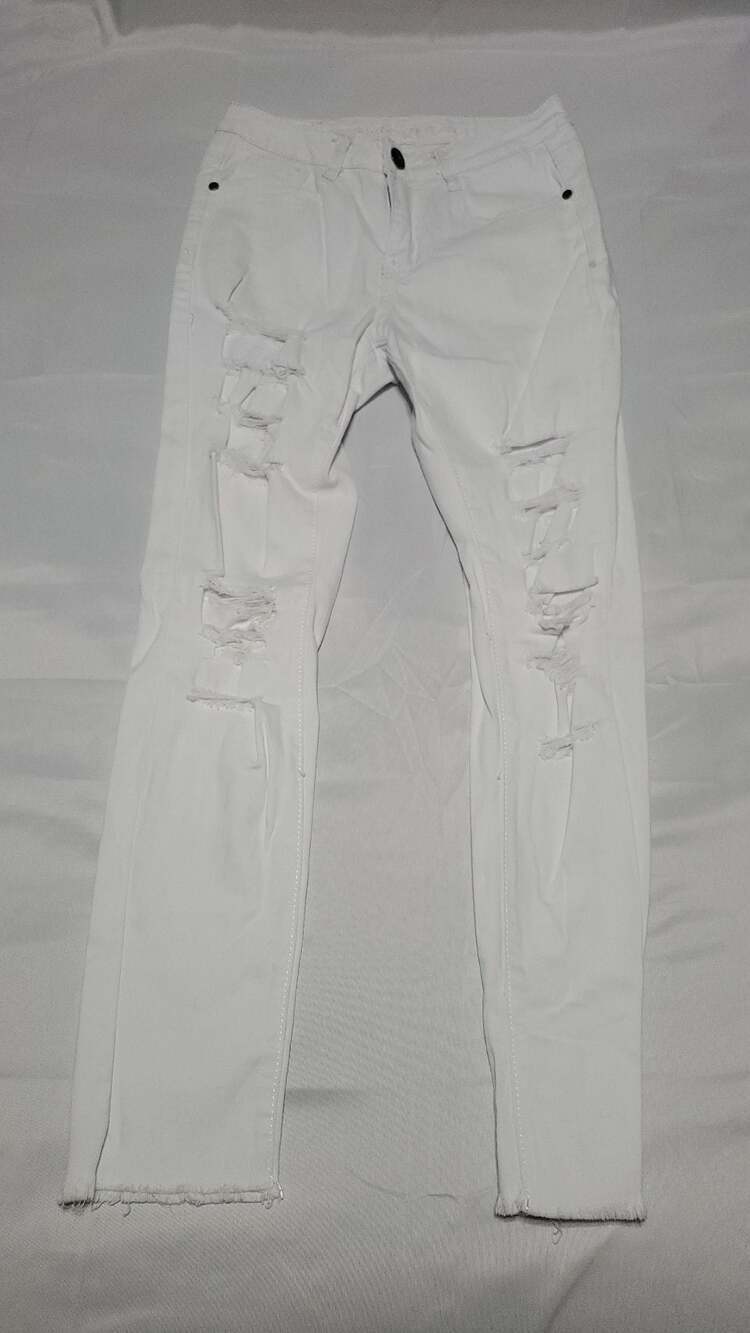 Machine Nouvelle Mode White Distressed Skinny Jeans Size 3